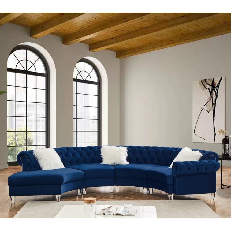 Legend Vansen 138.6'' Velvet Curved Modular Sectional Sofa Wayfair Canada